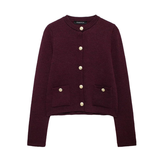 Damen Strickjacke mit schimmernden Knöpfen und Taschen EB
