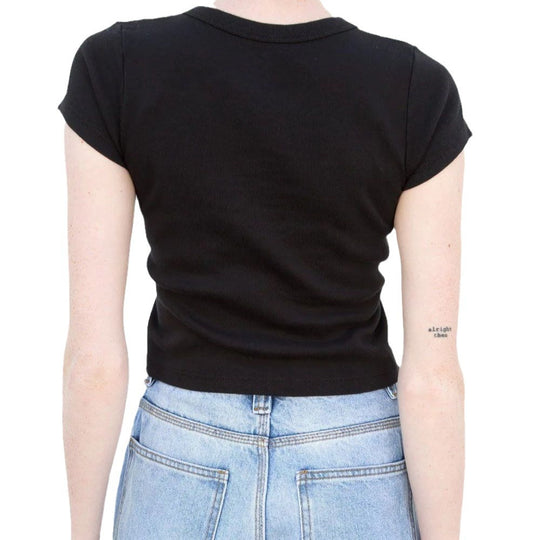 Damen Crop-Top mit kreativem Grafikdruck und lässigem Schnitt EB