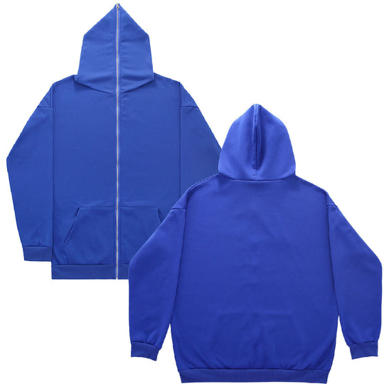 Unisex Zip-Hoodie mit durchgehendem Reißverschluss bis in spitze Kapuze, Kängurutasche und gerippten Bündchen EB