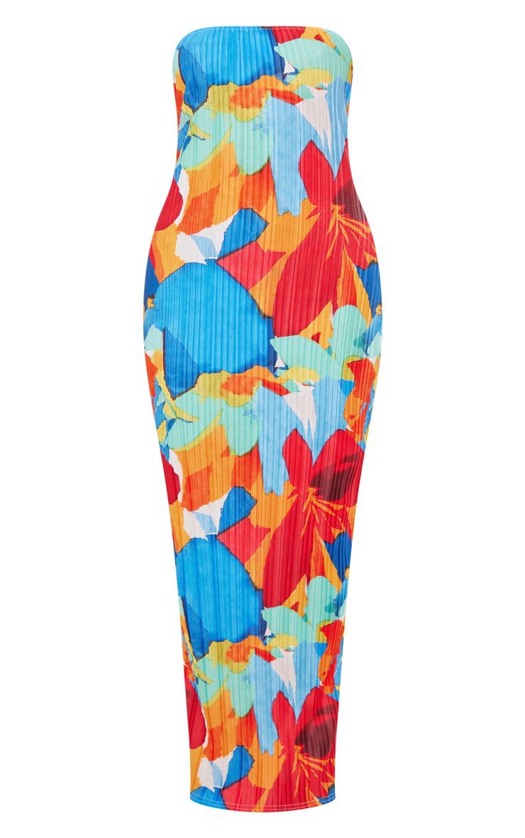 Damen figurbetontes Strapless-Kleid mit floralen Elementen EB