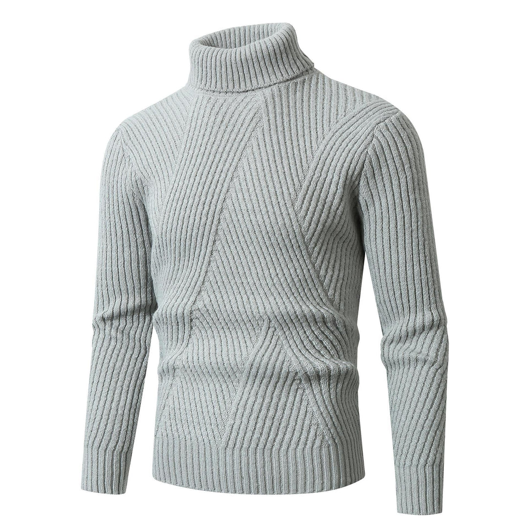 Herren Grobstrickpullover mit Stehkragen und dekorativem Strukturmuster EB