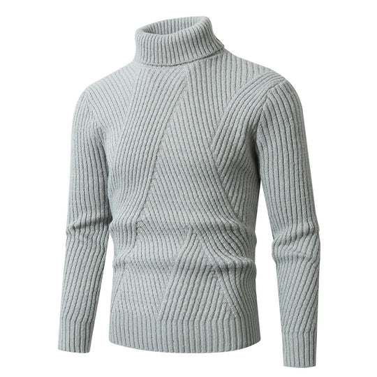 Herren Grobstrickpullover mit Stehkragen und dekorativem Strukturmuster EB