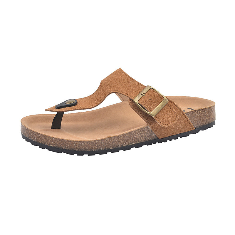 Damen Komfortable Zehentrenner-Sandalen mit verstellbarem Riemen und ergonomischer Sohle EB