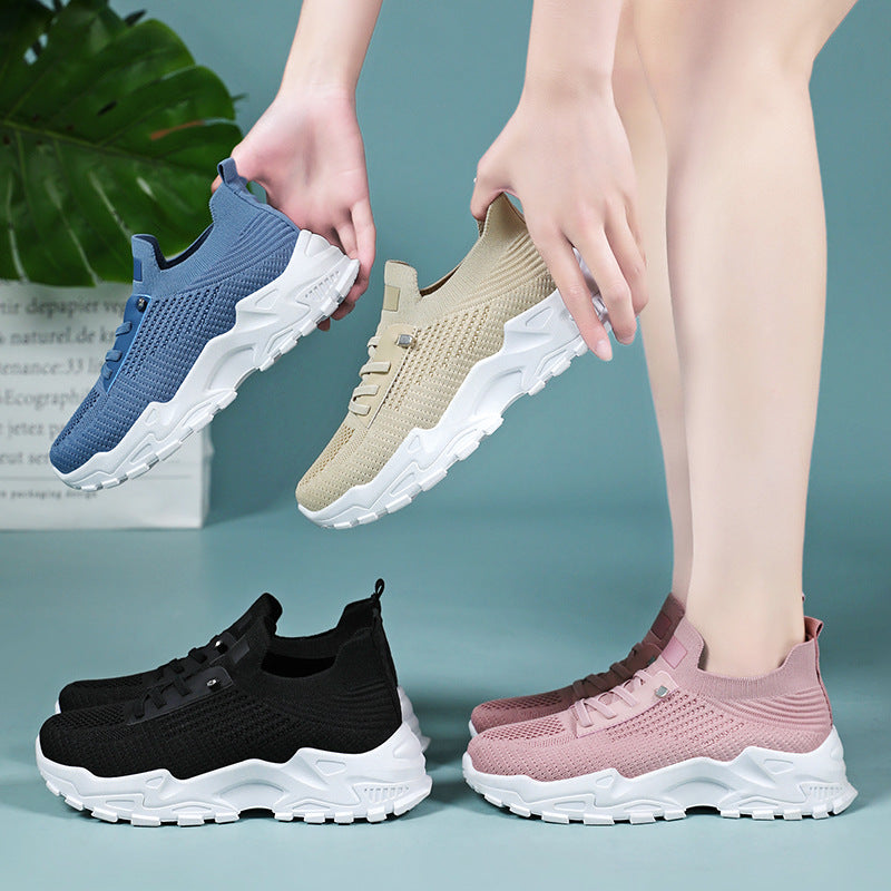 Damen Sportliche Slip-On Sneakers mit atmungsaktiver Strick-Oberfläche EB