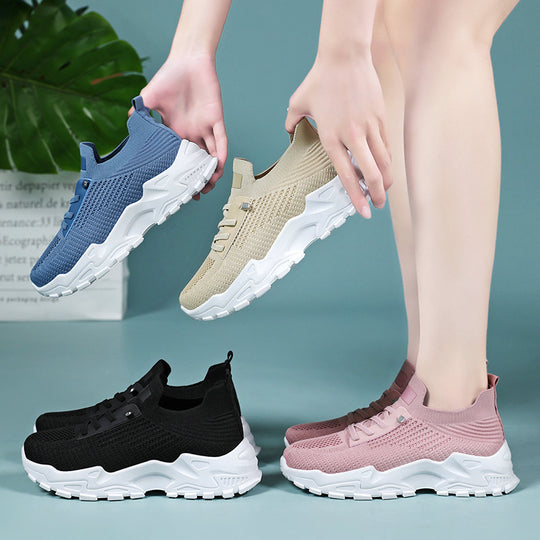 Damen Sportliche Slip-On Sneakers mit atmungsaktiver Strick-Oberfläche EB