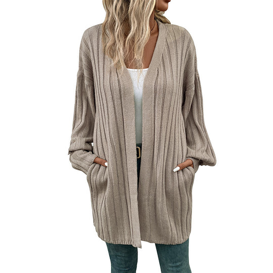 Damen Strickjacke mit strukturiertem Rippenmuster und lässigem Schnitt EB