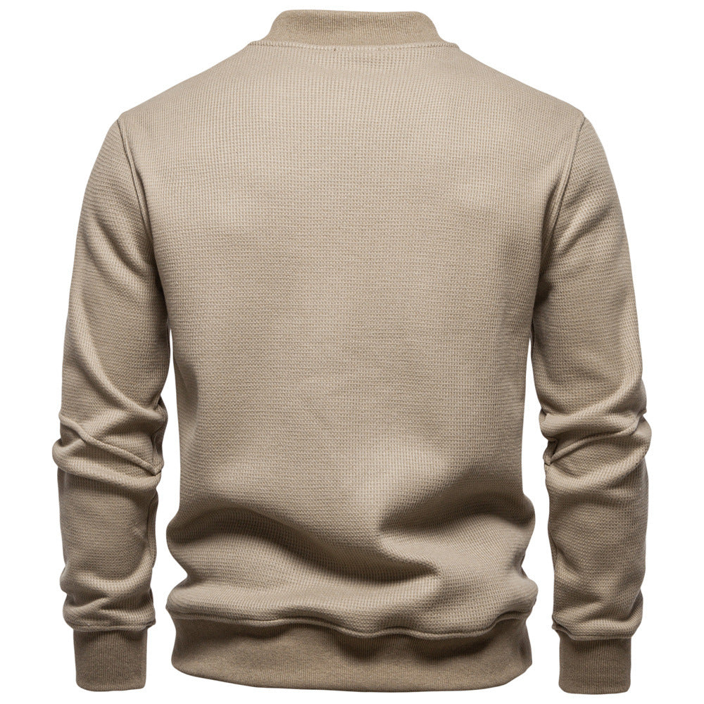 Herren Langarm-Pullover mit Knopfleiste und strukturiertem Gewebe EB