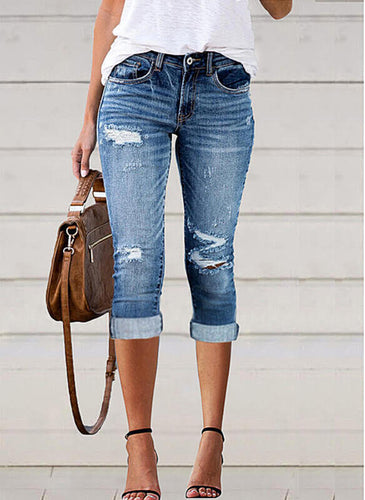 Damen 3/4 Jeans im Used-Look EB