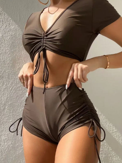 Damen Sportliches Bikiniset mit modischer Raffung EB