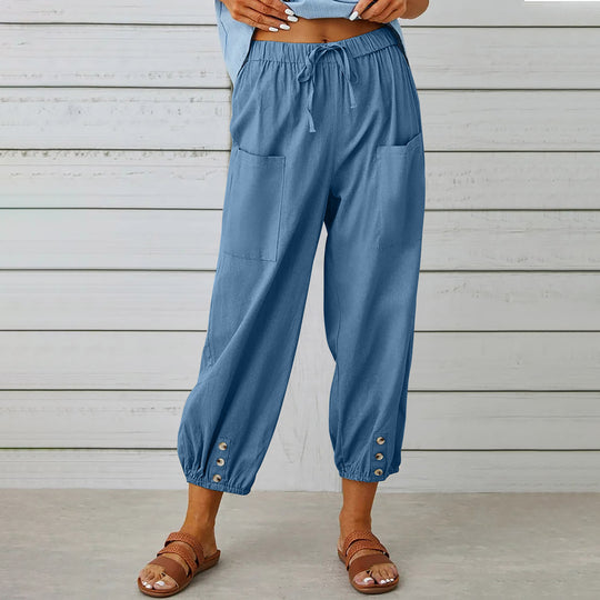 Damen modische Freizeit-Hose mit praktischen Taschen und elastischen Bündchen EB
