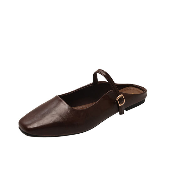 Damen elegante Slingback-Pantoletten aus hochwertigem Leder mit modischem Riemen EB