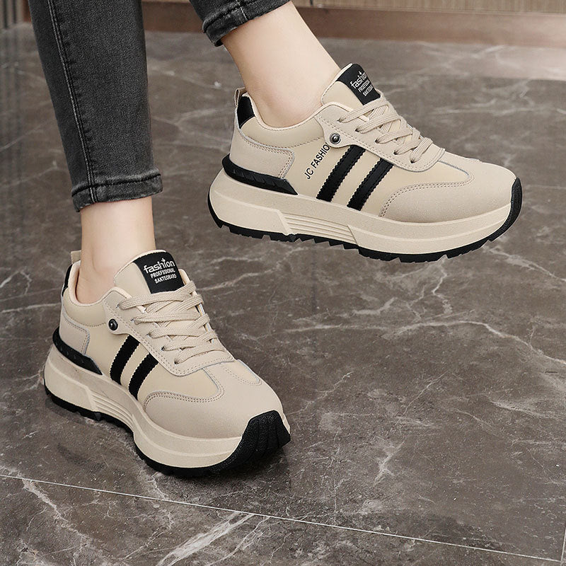 Damen modische Plateau Sneakers mit atmungsaktiver Oberflächenstruktur EB