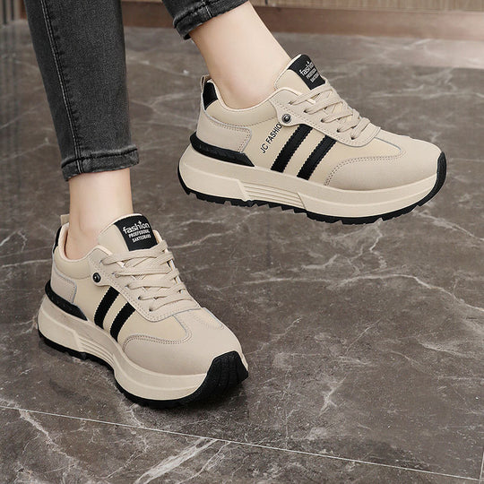 Damen modische Plateau Sneakers mit atmungsaktiver Oberflächenstruktur EB