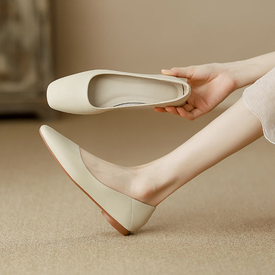 Damen elegante Ballerinas mit komfortablem Fußbett und hochwertiger Lederoberfläche EB