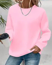Damen nan Oversized Rundhals-Sweatshirt mit überschnittener Schulter, weichem Fleece-Innenfutter und gerippten Bündchen EB