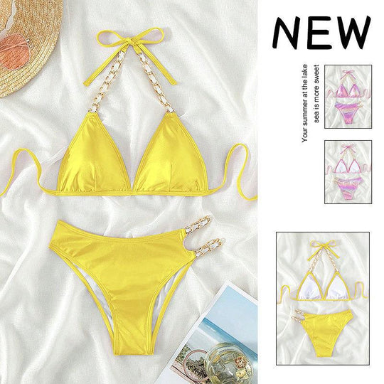 Damen Triangel-Bikini mit glamourösen Kettenakzenten EB