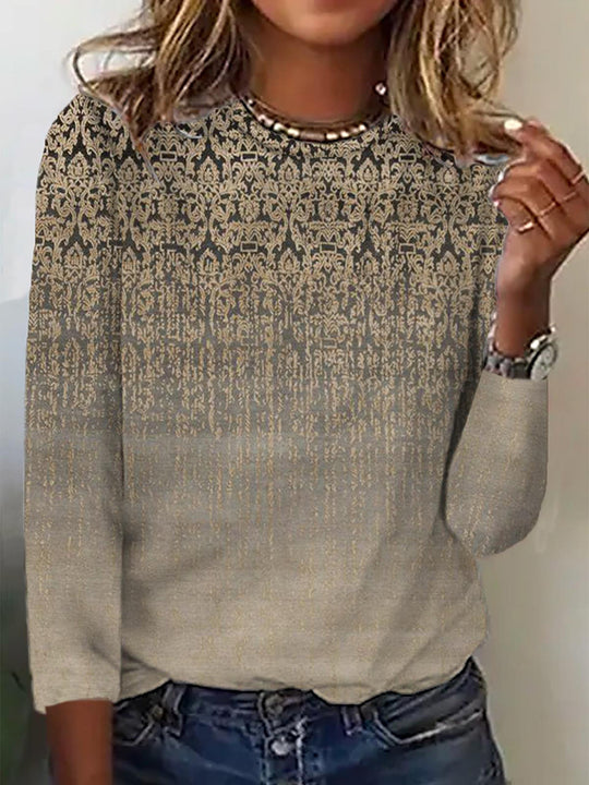 Damen Langärmeliges Oversize-Sweatshirt mit abstraktem Aquarell-Mosaikprint EB