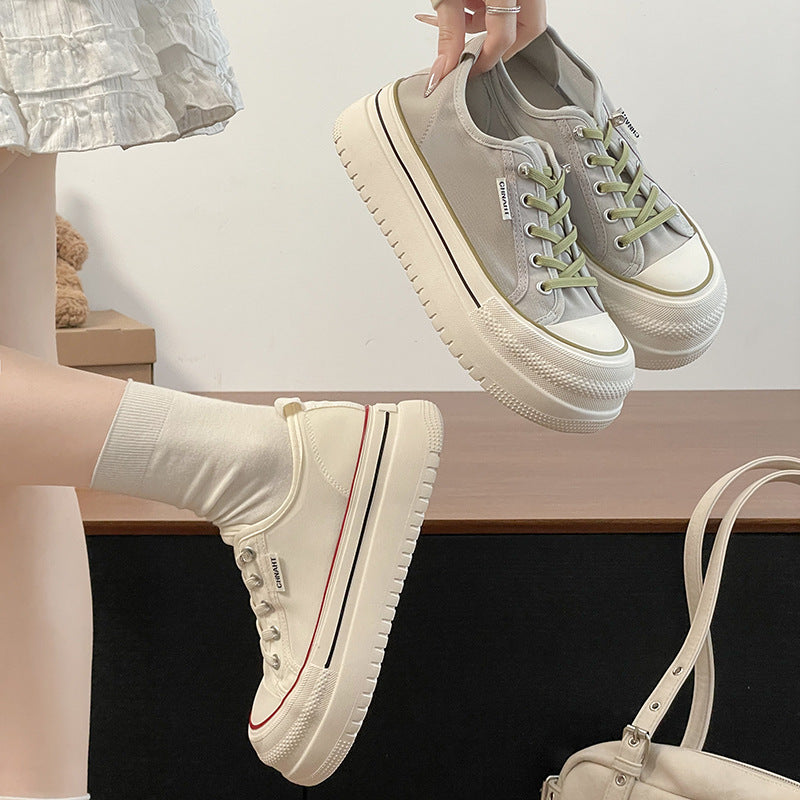 Damen Komfortable Sneaker mit dicker Plateau-Sohle und atmungsaktivem Obermaterial EB