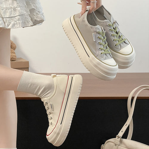 Damen Komfortable Sneaker mit dicker Plateau-Sohle und atmungsaktivem Obermaterial EB