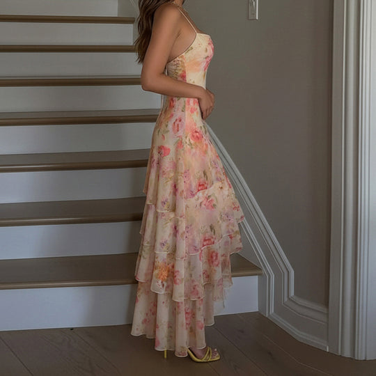 Damen florales Maxikleid mit Rüschendetails EB