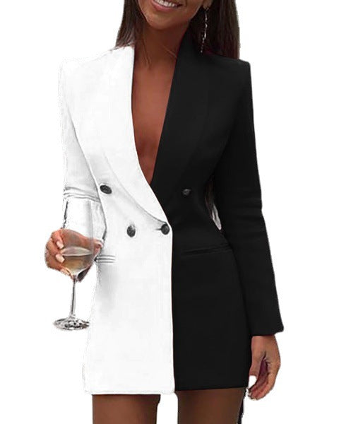 Damen Blazer-Kleid im modernen Zwei-Ton-Stil EB