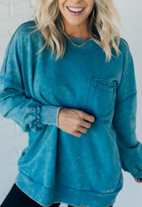 Damen Lässiger Oversized-Sweatshirt mit Rüschendetails EB