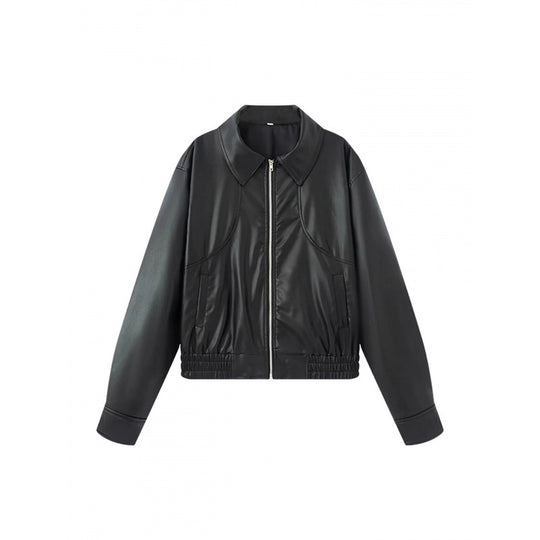 Damen modische Kunstlederjacke mit raffinierter Passform EB