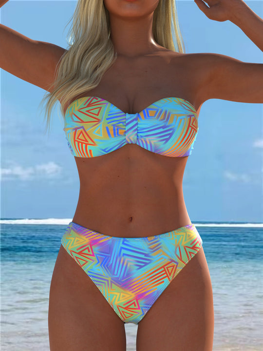 Damen Bikini-Set mit floralem Leopardenmuster und komfortablem Schnitt EB
