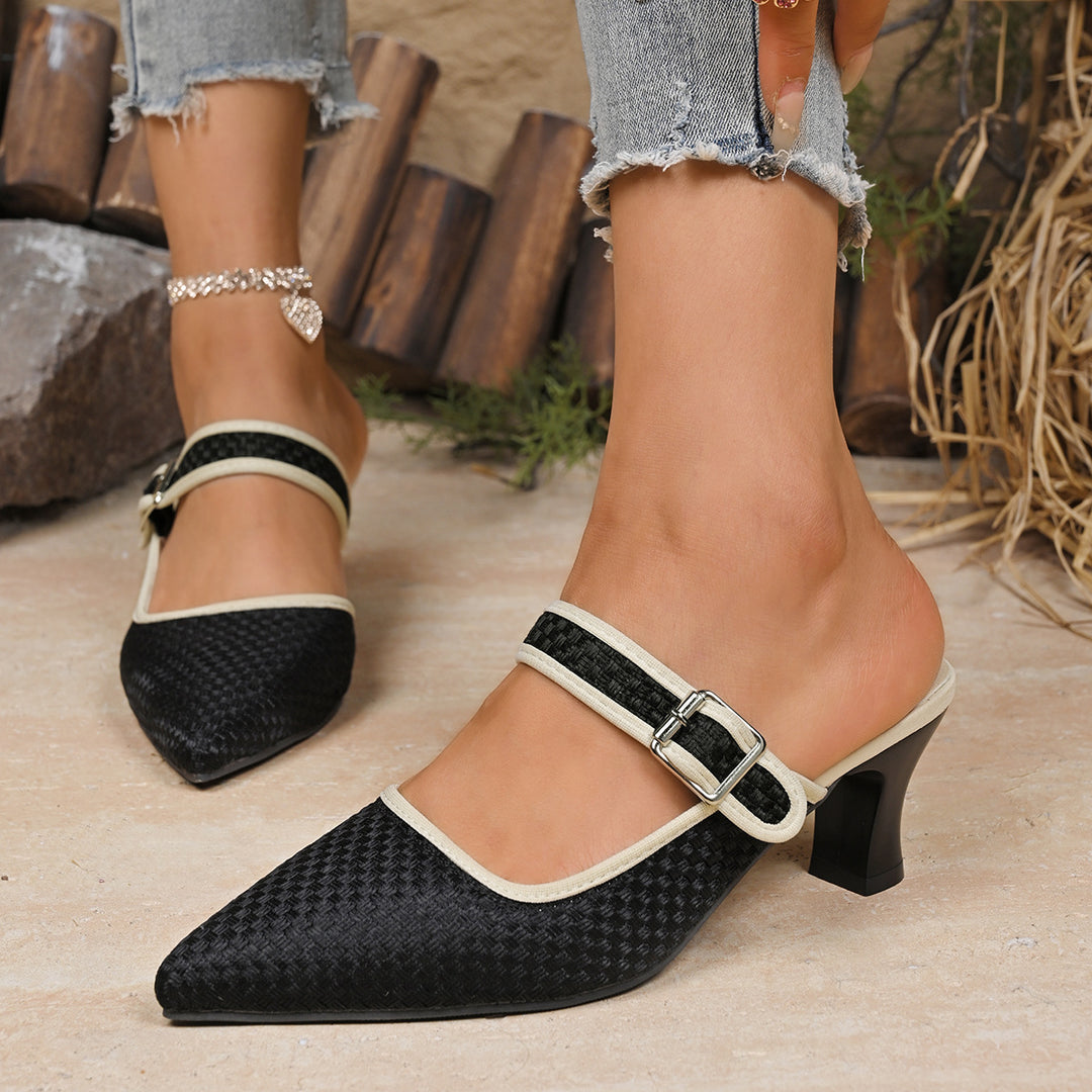 Damen elegante Slingback-Pumps mit modischem Riemchen und feinem Textur-Muster EB
