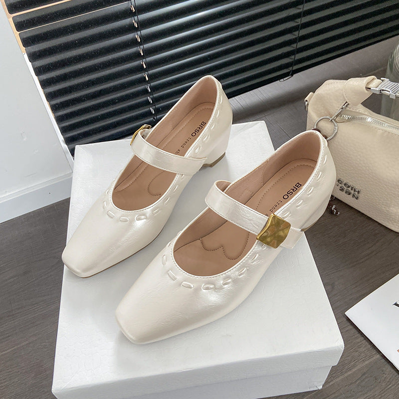 Damen Ballerina-Schuhe mit elegantem Riemchen und modischer Schnalle EB