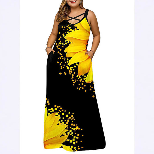 Damen Maxikleid mit stylischem Kreuz-Hals-Ausschnitt EB
