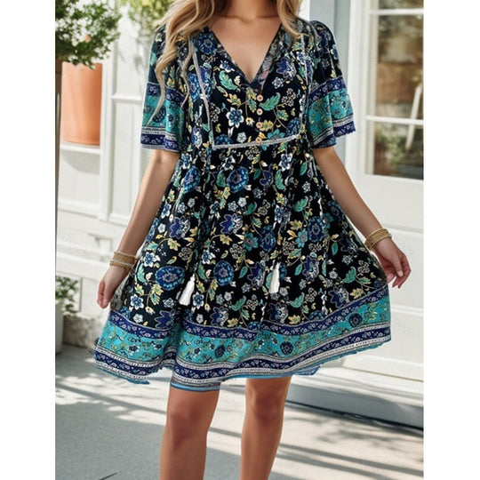 Damen Blühendes Sommerkleid mit Volant EB