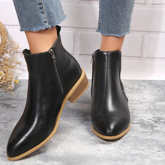 Damen modische Ankle-Boots mit elegantem Reißverschluss und stabiler Sohle EB