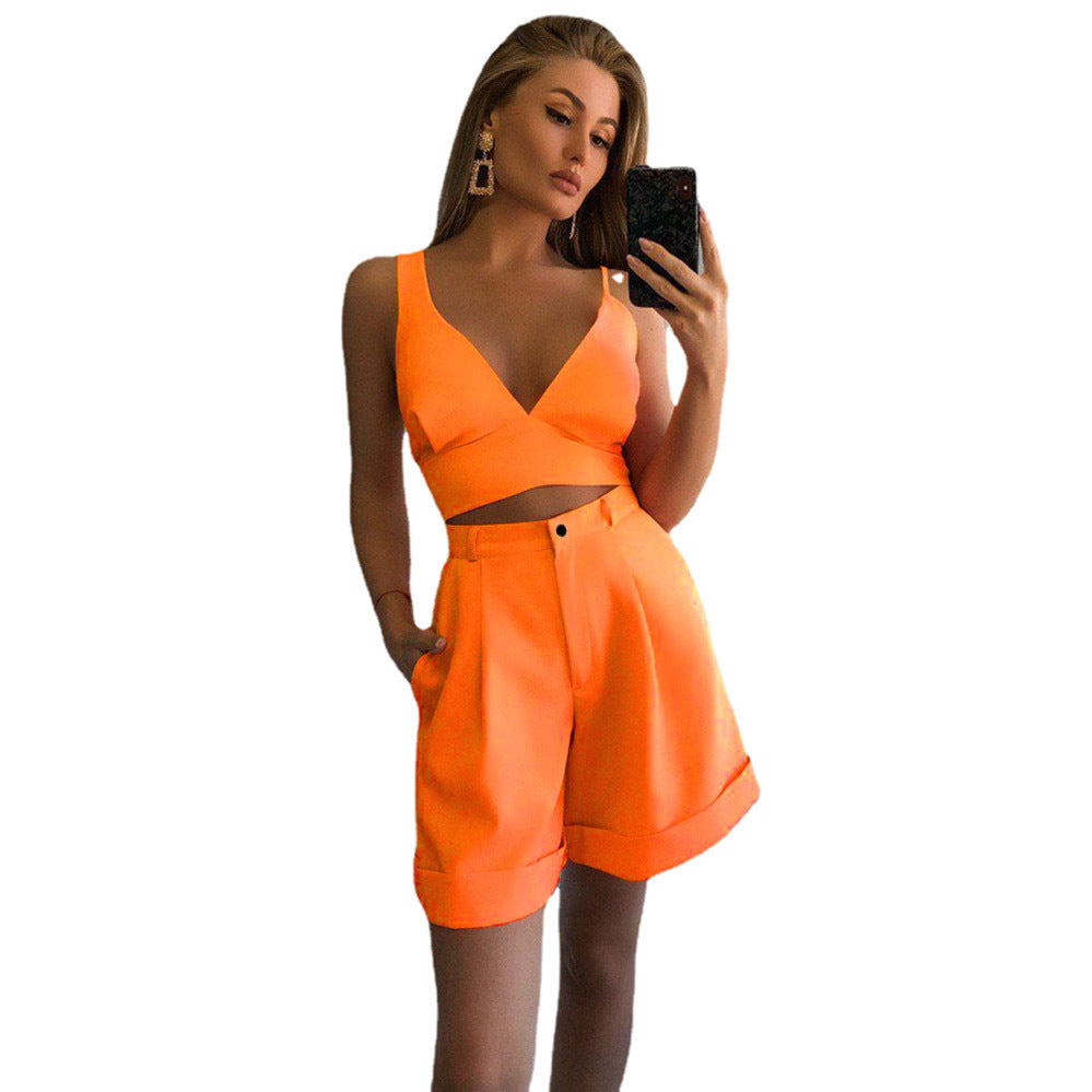 Damen Crop-Top und Shorts Set EB