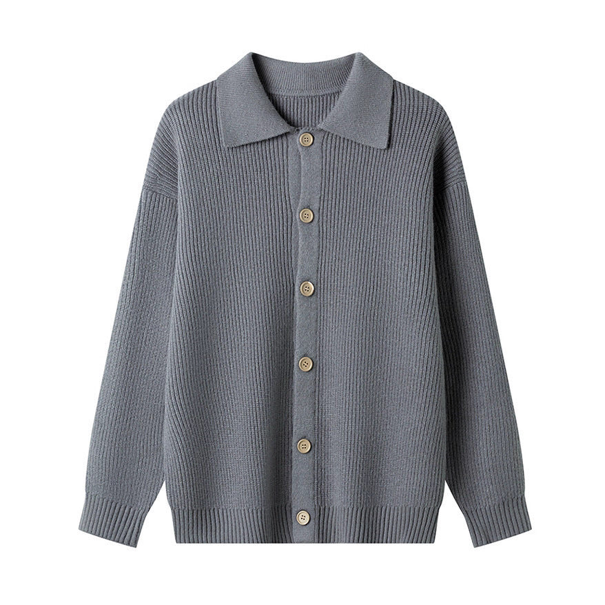 Damen Gemusterte Strickjacke mit Kragen und Knopfleiste EB