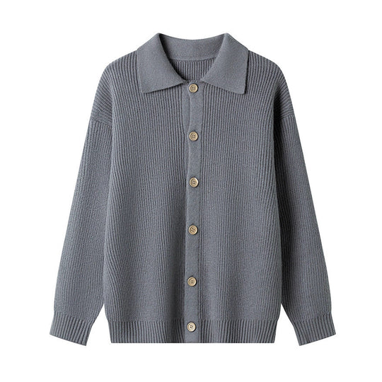 Damen Gemusterte Strickjacke mit Kragen und Knopfleiste EB