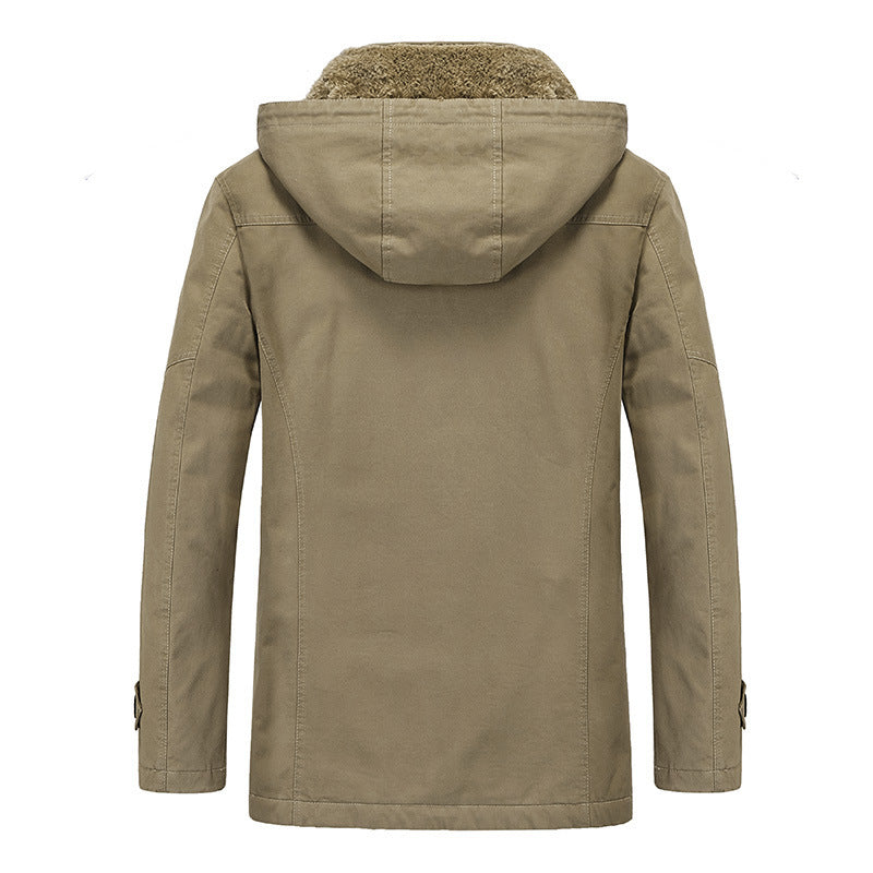 Herren Canvas-Militärparka mit Teddy-Fleece Innenfutter und Multifunktions‑Taschen EB
