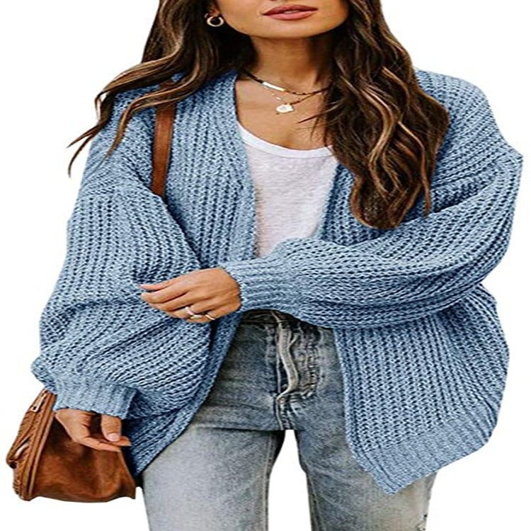 Damen Oversized Strickpullover mit Ballonärmeln und Strukturdesign EB