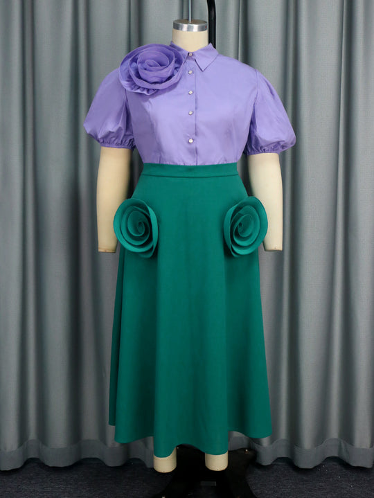 Damen Elegantes Kleid mit voluminösen Rüschendetails EB