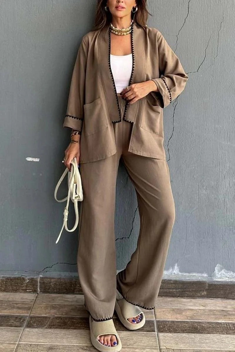 Damen Elegant geschnittene Jacke mit kontrastierendem Saum EB