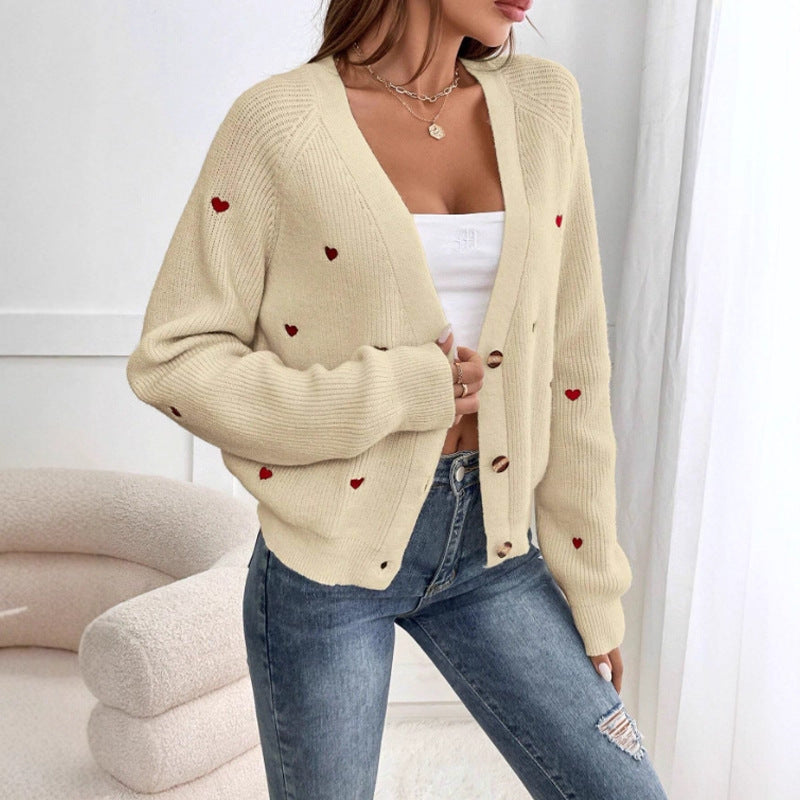 Damen Strickjacke im verspielten Herzdesign EB