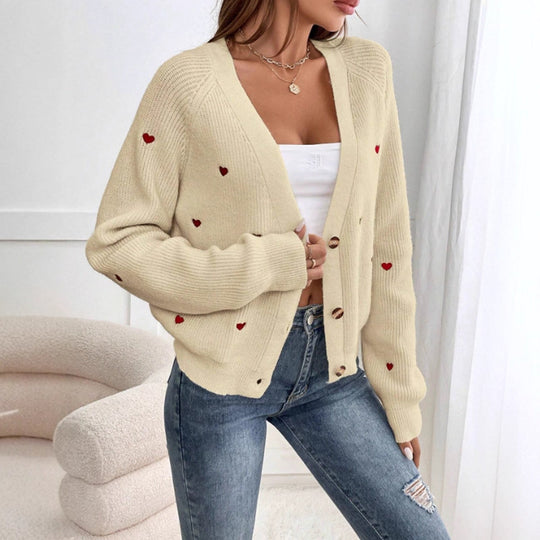 Damen Strickjacke im verspielten Herzdesign EB