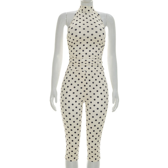 Damen Sportlicher Bodysuit mit modischem Polka-Dot-Muster EB