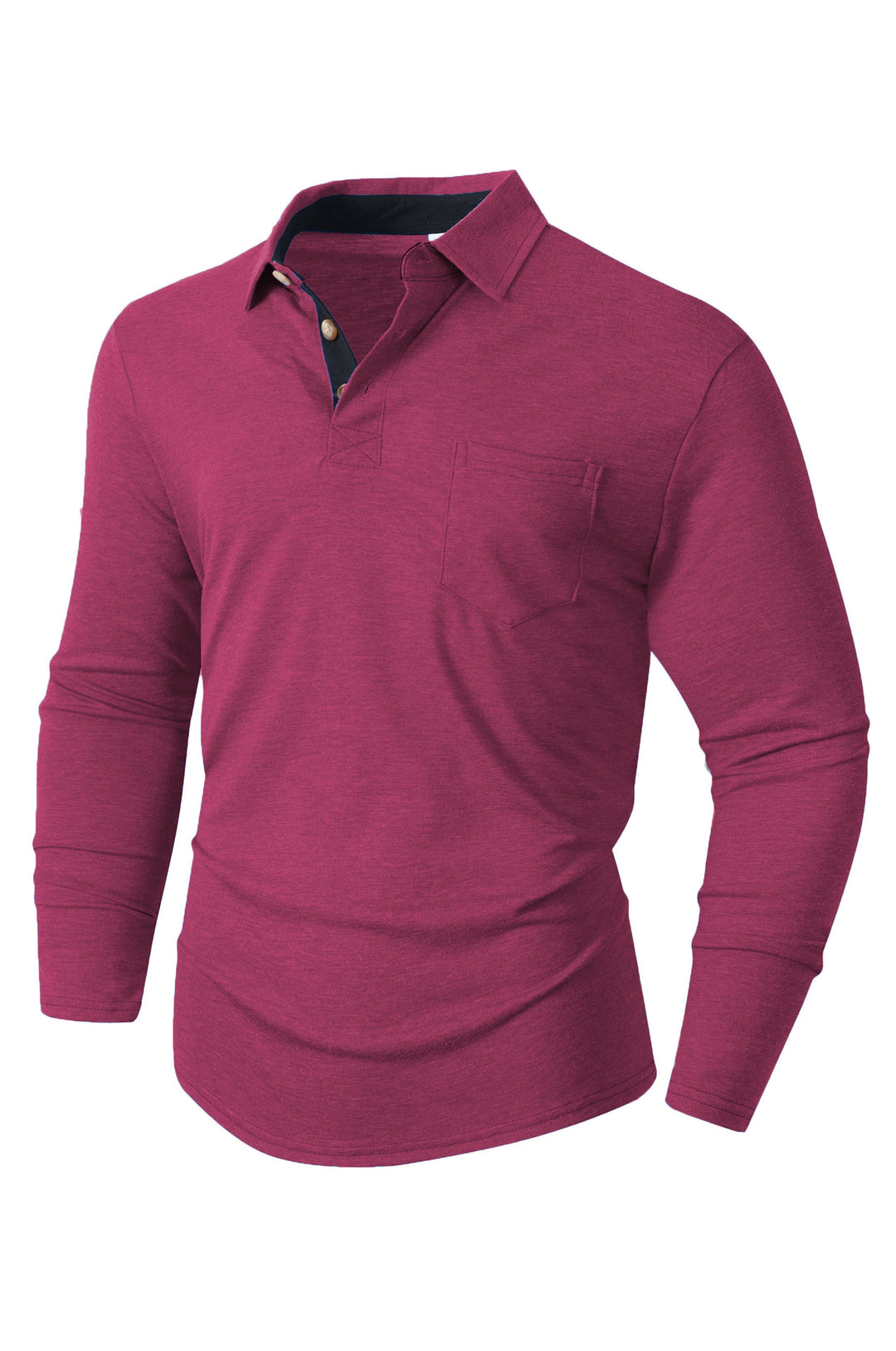 Herren elegantes Langarm Poloshirt mit modernem Kragen und leichtem Stretch EB