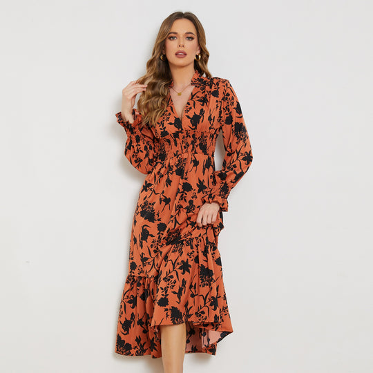 Damen Midikleid mit schmeichelhaftem Schnitt und floralem Design EB