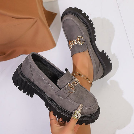 Damen moderne Loafer mit dekorativem Ketten-Detail EB