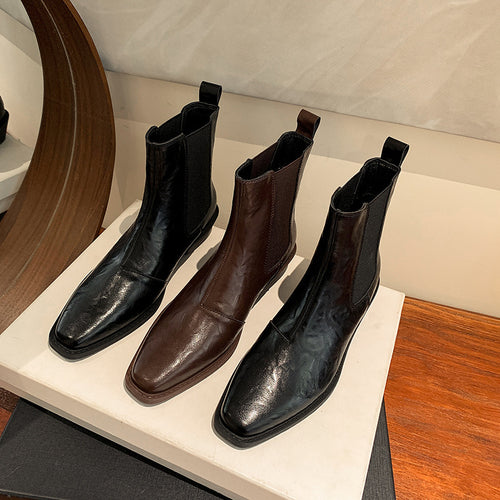 Damen Chelsea Boots mit elastischen Seiteneinsätzen und weicher Lederoberfläche EB