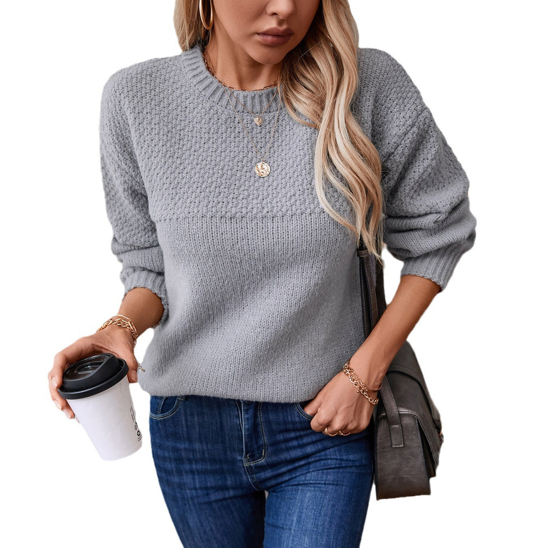 Damen modischer Strickpullover mit strukturiertem Design und lässigem Schnitt EB