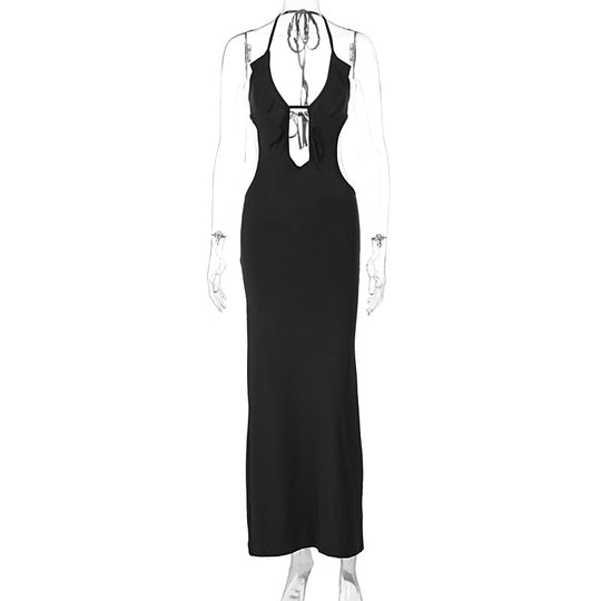 Damen Maxikleid mit Rüschendekor und figurbetontem Schnitt EB