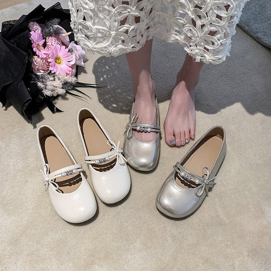 Damen Ballerinas mit Schmuckdetail und elegantem Riemen EB